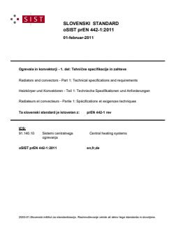 oSIST prEN 442-1:2011 oSIST prEN 442-1:2011 - Page 1 preview