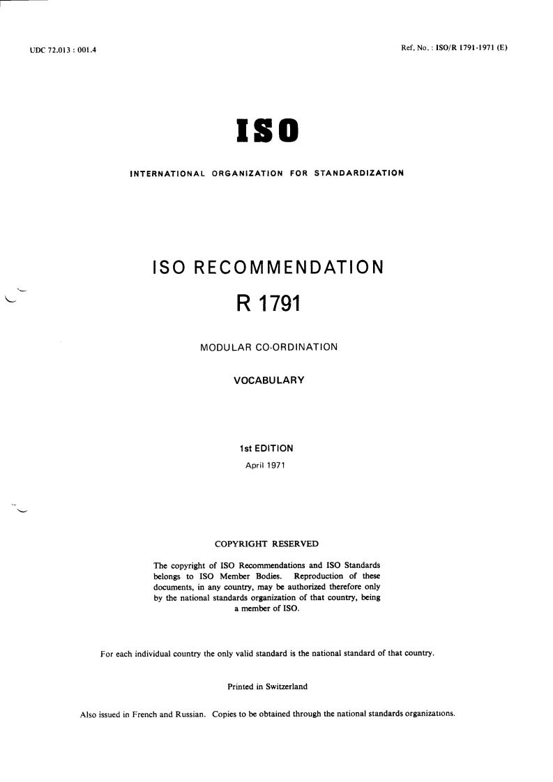 ISO/R 1791:1971 - Title missing - Legacy paper document
Released:1/1/1971