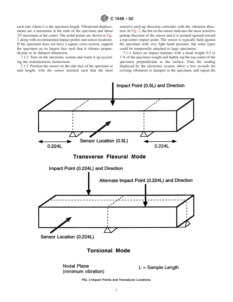 ASTM C1548-02 - Standard Test Method for Dynamic Young's Modulus, Shear Modulus, and Poisson's Ratio of Refractory Materials by Impulse Excitation of Vibration