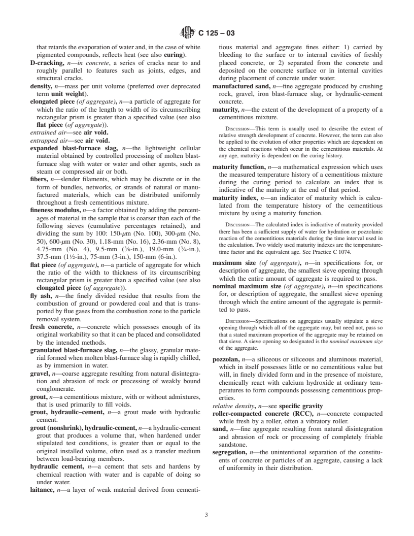 ASTM C125-03 - Standard Terminology Relating to Concrete and Concrete Aggregates