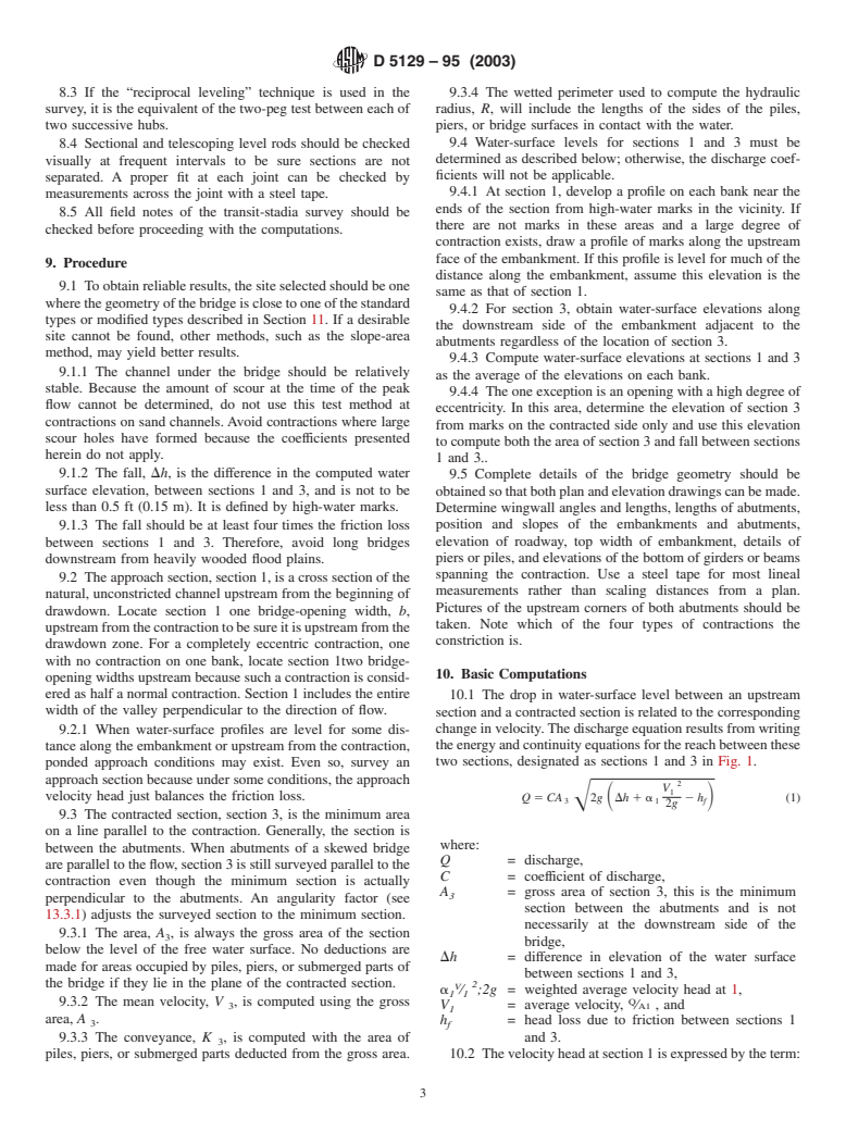 ASTM D5129-95(2003) - Standard Test Method for Open Channel Flow Measurement of Water Indirectly by Using Width Contractions