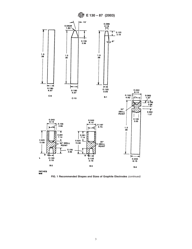 ASTM E130-87(2003) - Standard Practice for Designation of Shapes and Sizes of Graphite Electrodes