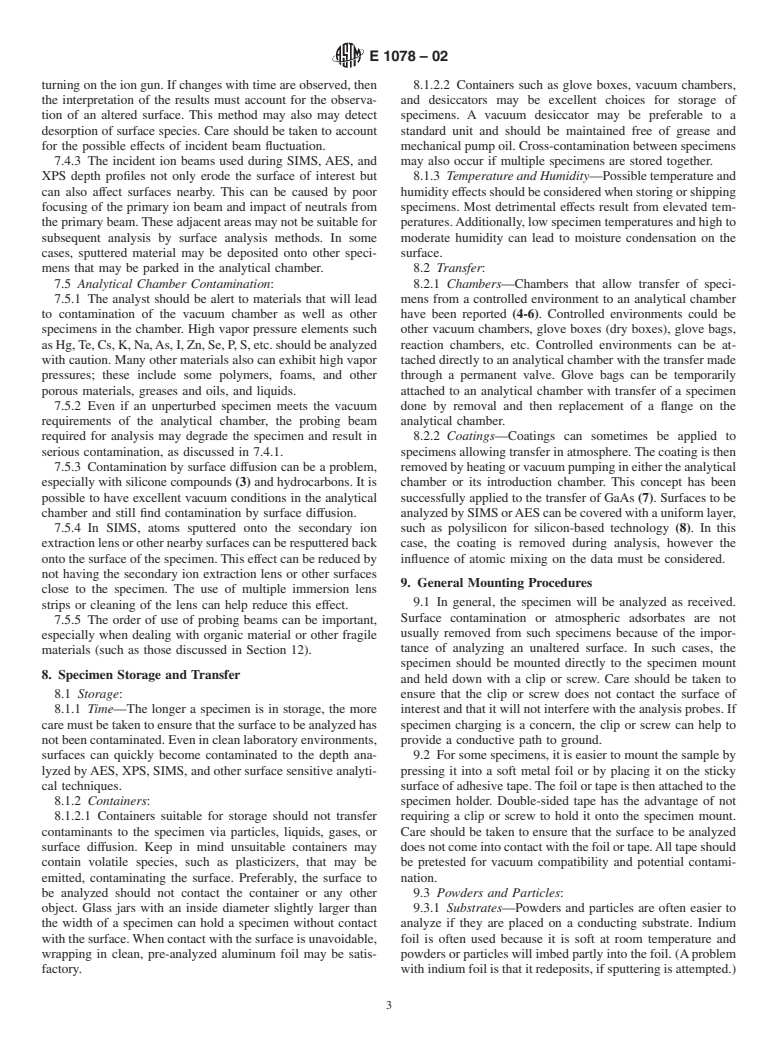 ASTM E1078-02 - Standard Guide for Specimen Preparation and Mounting in Surface Analysis