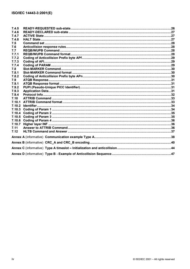 ISO/IEC 14443-3:2001 ISO/IEC 14443-3:2001 - Identification cards -- Contactless integrated circuit(s) cards -- Proximity cards - Page 4 preview