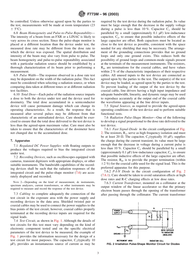 ASTM F773M-96(2003) - Practice for Measuring Dose Rate Response of Linear Integrated Circuits [Metric]