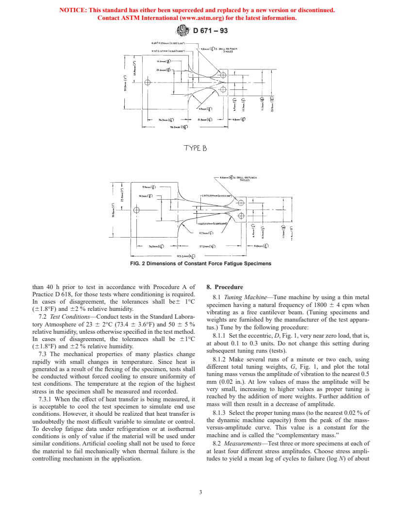 ASTM D671-93 - Standard Test Method for Flexural Fatigue of Plastics by Constant-Amplitude-of-Force (Withdrawn 2002)