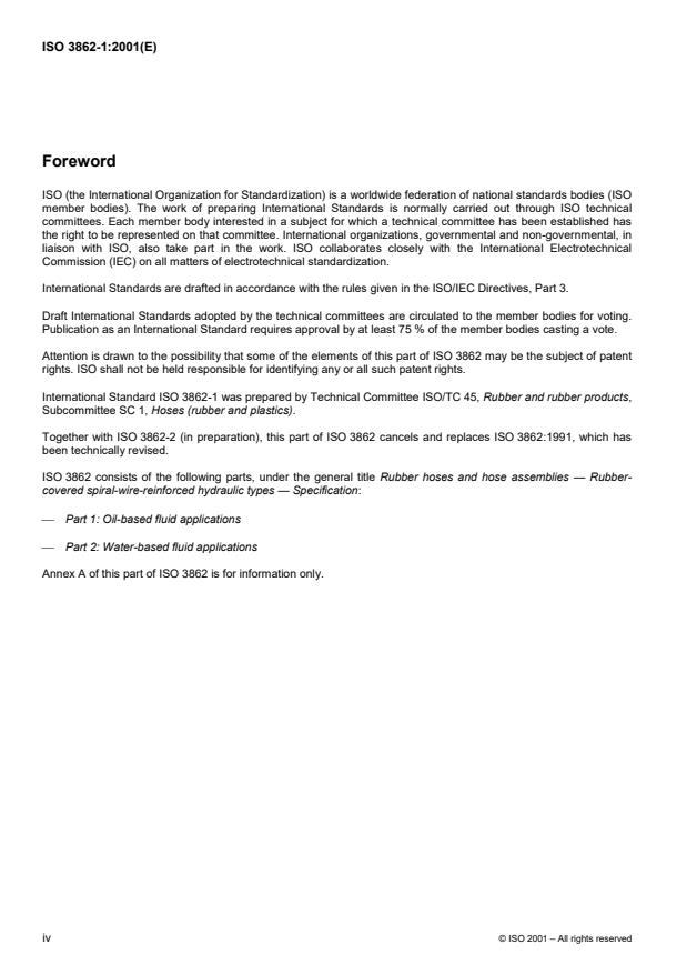 ISO 3862-1:2001 ISO 3862-1:2001 - Rubber hoses and hose assemblies -- Rubber-covered spiral-wire-reinforced hydraulic types -- Specification - Page 4 preview