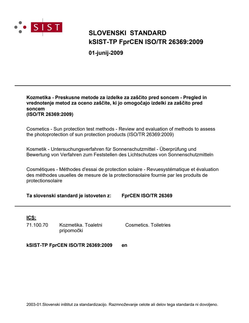 kTP FprCEN ISO/TR 26369:2009 - osnova ISO/PRF TR 26369