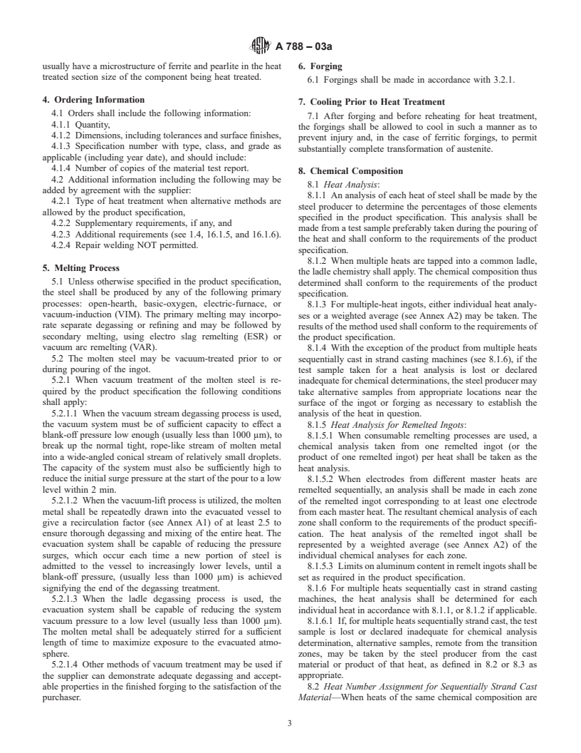 ASTM A788-03a - Standard Specification for Steel Forgings, General Requirements