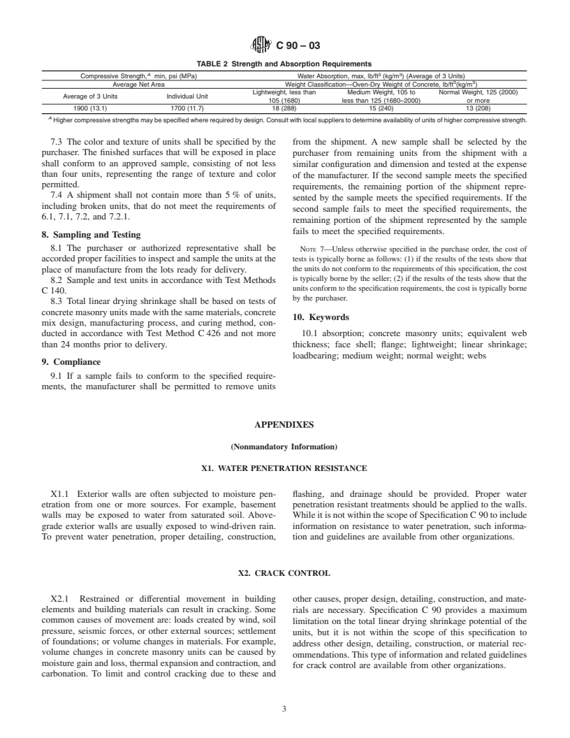 ASTM C90-03 - Standard Specification for Loadbearing Concrete Masonry Units