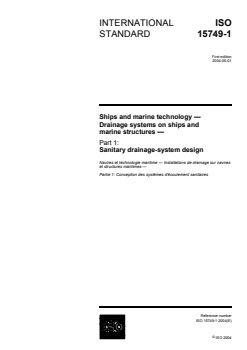 ISO 15749-1:2004 - Ships and marine technology — Drainage systems on ships and marine structures — Part 1: Sanitary drainage-system design
Released:4/29/2004 - Page 1 preview