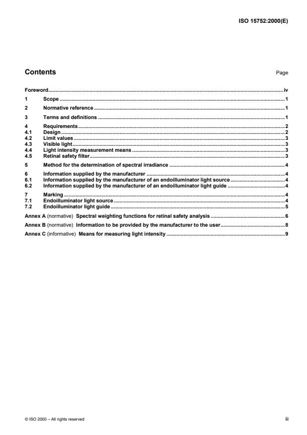 ISO 15752:2000 - Ophthalmic instruments -- Endoilluminators -- Fundamental requirements and test methods for optical radiation safety