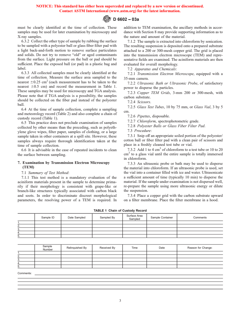 ASTM D6602-03a - Standard Practice for Sampling and Testing of Possible Carbon Black Fugitive Emissions or Other Environmental Particulate, or Both