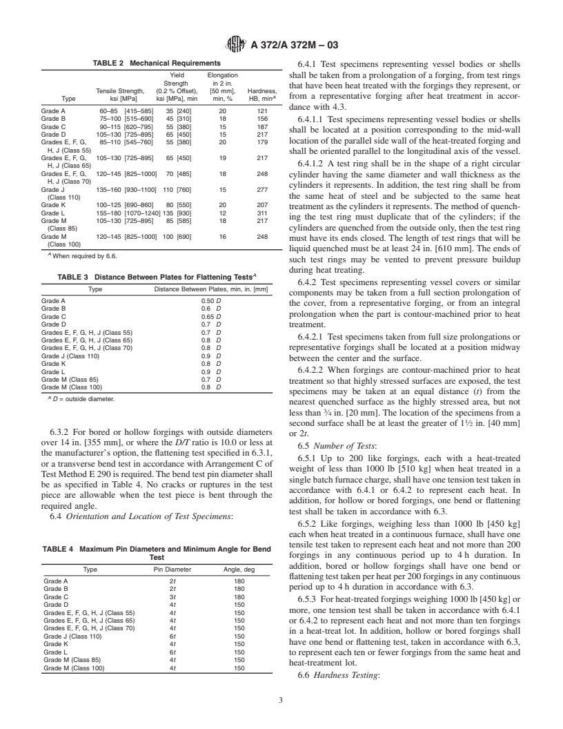 ASTM A372/A372M-03 - Standard Specification for Carbon and Alloy Steel Forgings for Thin-Walled Pressure Vessels