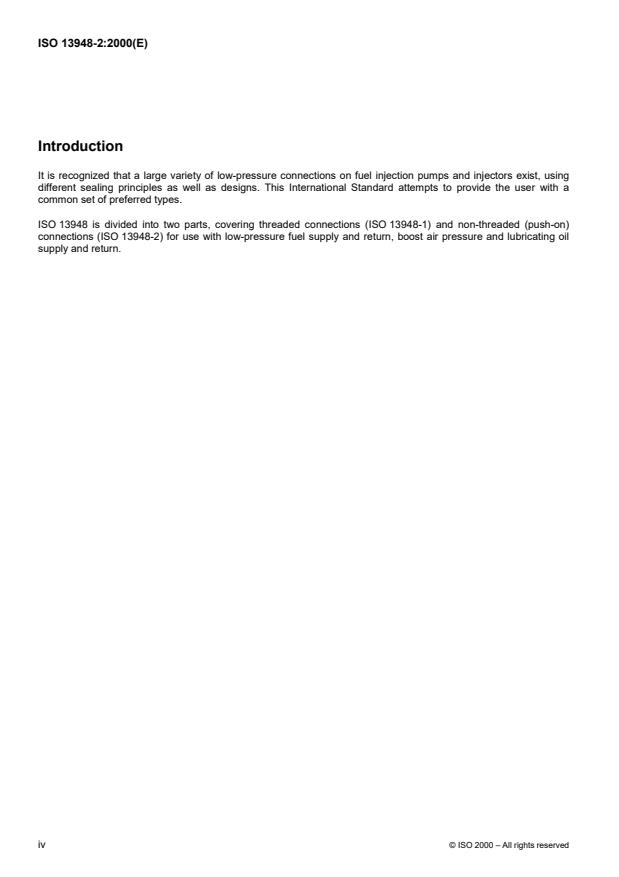 ISO 13948-2:2000 ISO 13948-2:2000 - Diesel engines -- Fuel injection pumps and fuel injector low-pressure connections - Page 4 preview