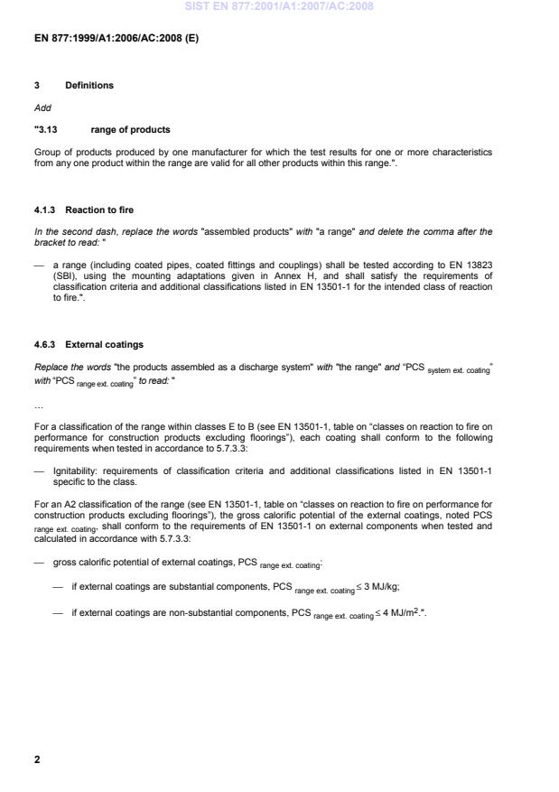 EN 877:1999/A1:2006/AC:2008 EN 877:2001/A1:2007/AC:2008 - Page 4 preview