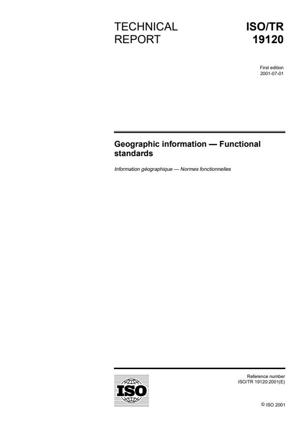 ISO/TR 19120:2001 - Geographic information -- Functional standards
