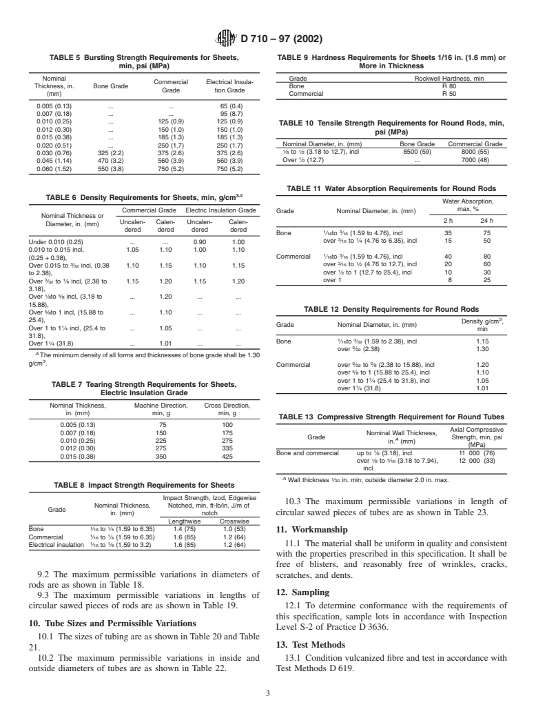 ASTM D710-97(2002) - Standard Specification for Vulcanized Fibre Sheets, Rods, and Tubes Used for Electrical Insulation