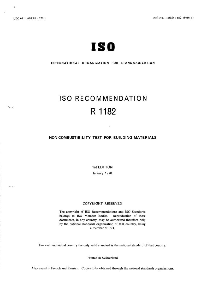 ISO/R 1182:1970 - Title missing - Legacy paper document
Released:1/1/1970