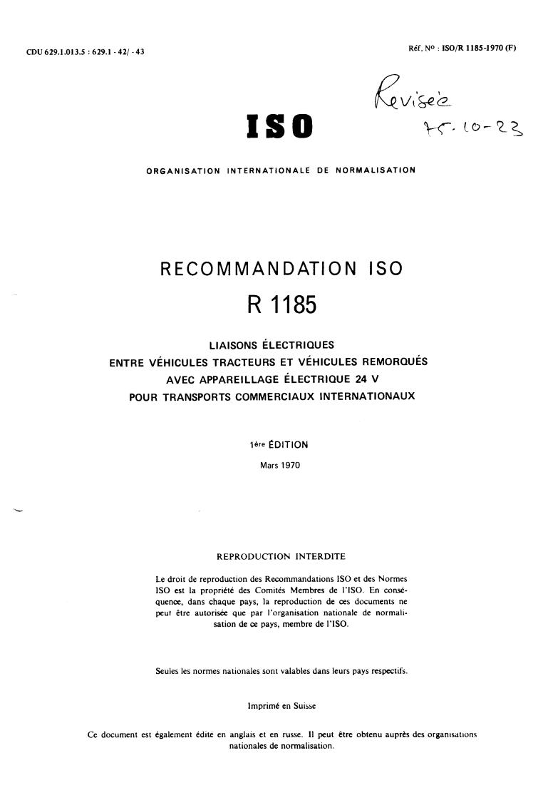 ISO/R 1185:1970 - Title missing - Legacy paper document
Released:1/1/1970