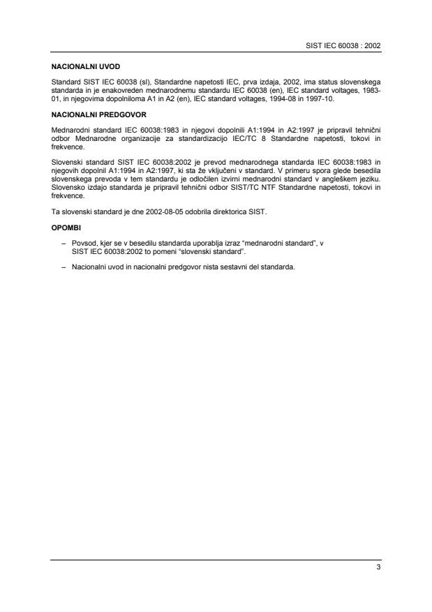 IEC 60038:2002 - prevod; konsolidirana izdaja z obema dopolniloma