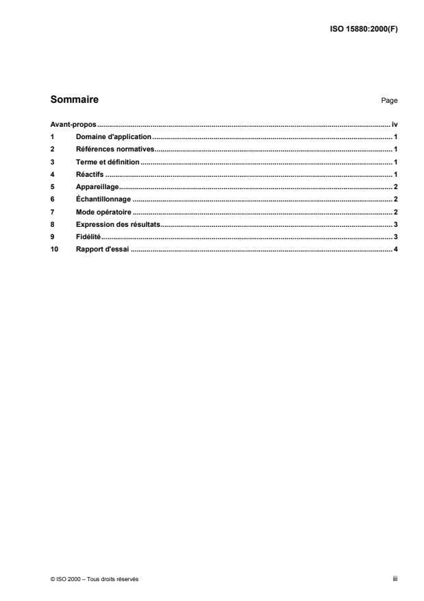 ISO 15880:2000 ISO 15880:2000 - Peintures, vernis et liants — Détermination de la valeur MEQ des produits de peinture et liants a base d'eau
Released:3/15/2004 - Page 3 preview