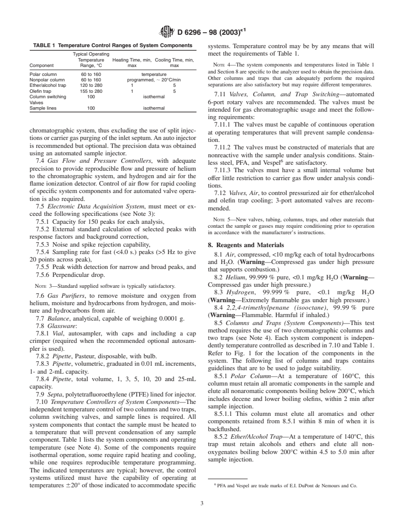 ASTM D6296-98(2003)e1 - Standard Test Method for Total Olefins in Spark-Ignition Engine Fuels by Multi-dimensional Gas Chromatography