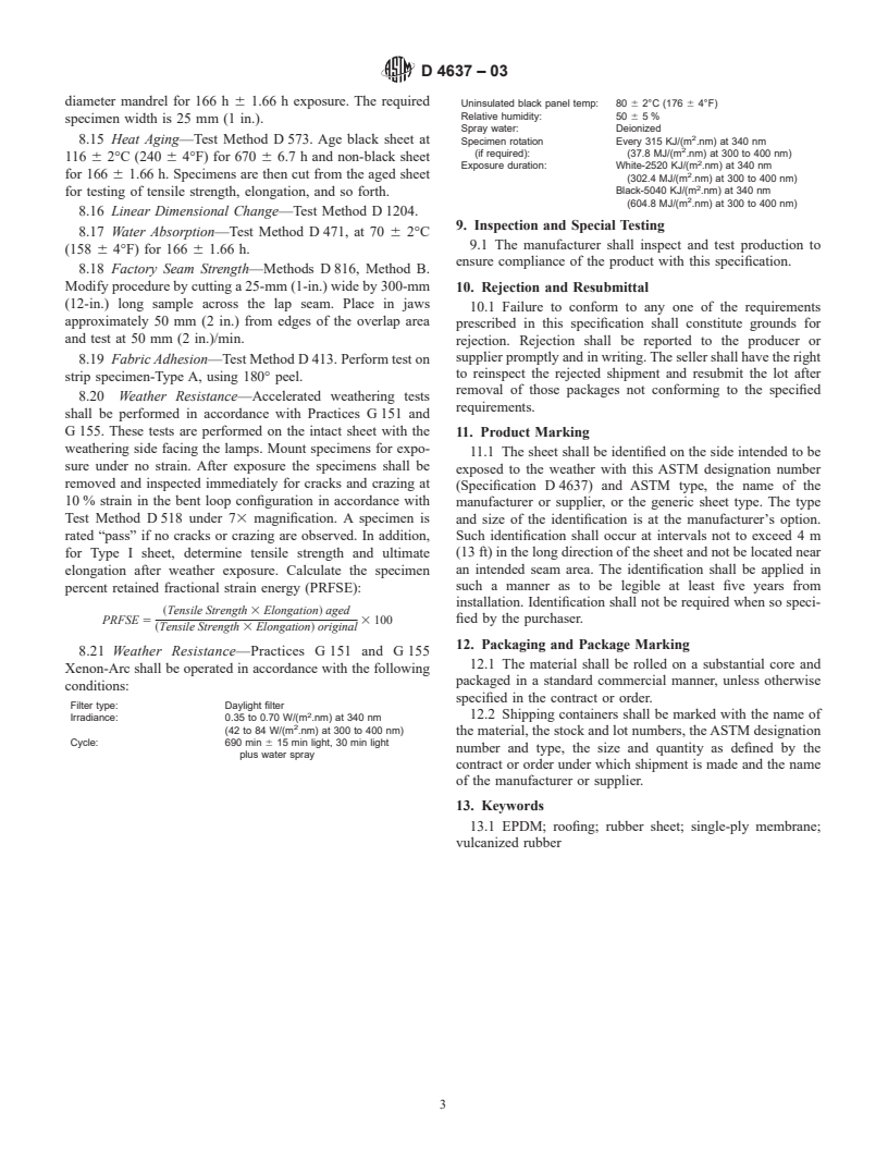 ASTM D4637-03 - Standard Specification for EPDM Sheet Used In Single-Ply Roof Membrane