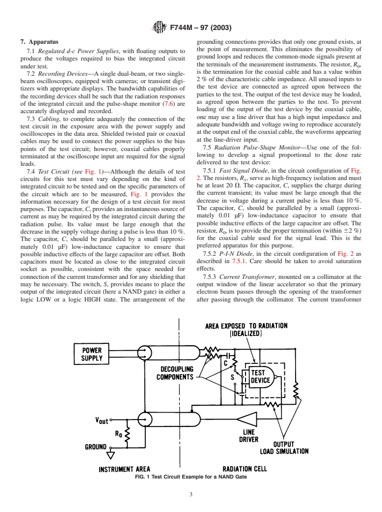 ASTM F744M-97(2003) - Standard Test Method for Measuring Dose Rate Threshold for Upset of Digital Integrated Circuits [Metric]