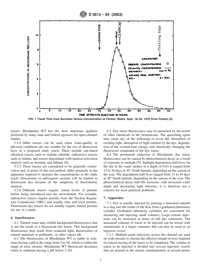 ASTM D5613-94(2003) - Standard Test Method for Open-Channel Measurement of Time of Travel Using Dye Tracers