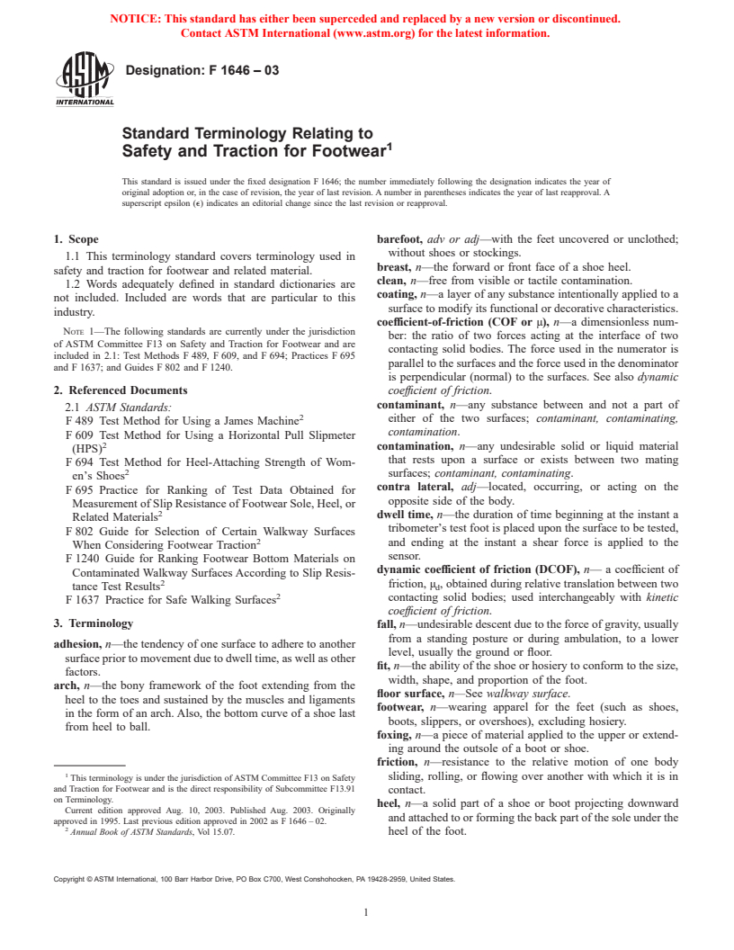 ASTM F1646-03 - Standard Terminology Relating to Safety and Traction for Footwear