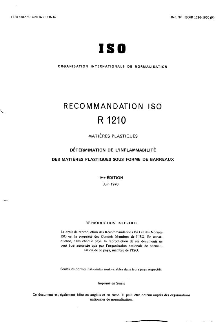 ISO/R 1210:1970 - Title missing - Legacy paper document
Released:1/1/1970