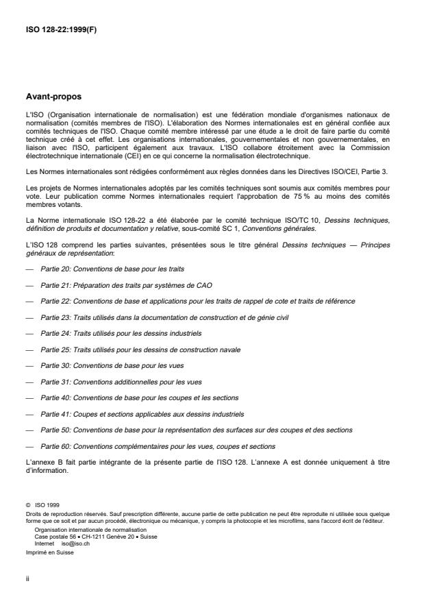 ISO 128-22:1999 ISO 128-22:1999 - Dessins techniques -- Principes généraux de représentation - Page 2 preview
