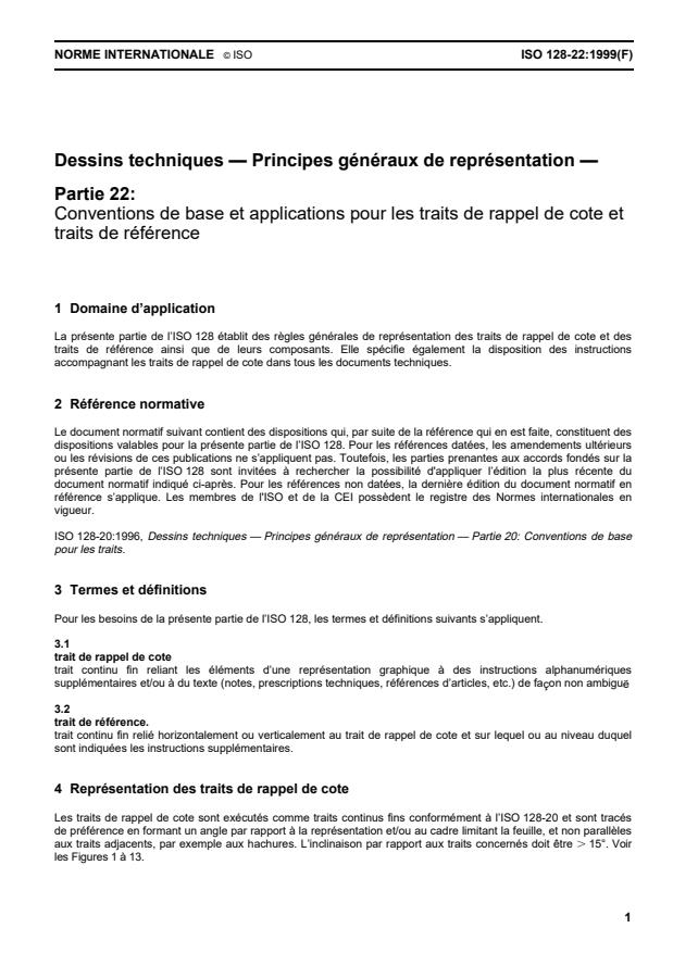 ISO 128-22:1999 - Dessins techniques -- Principes généraux de représentation