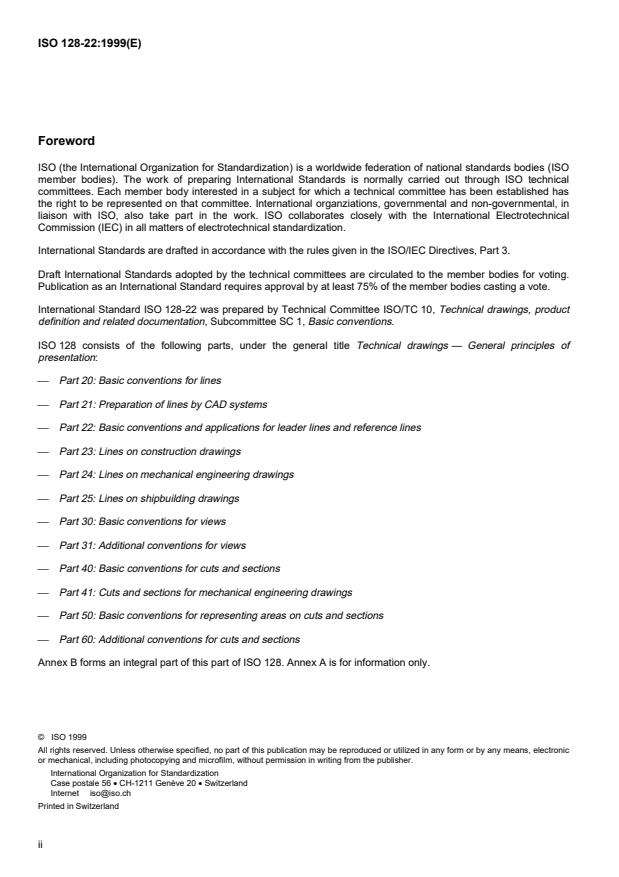 ISO 128-22:1999 ISO 128-22:1999 - Technical drawings -- General principles of presentation - Page 2 preview