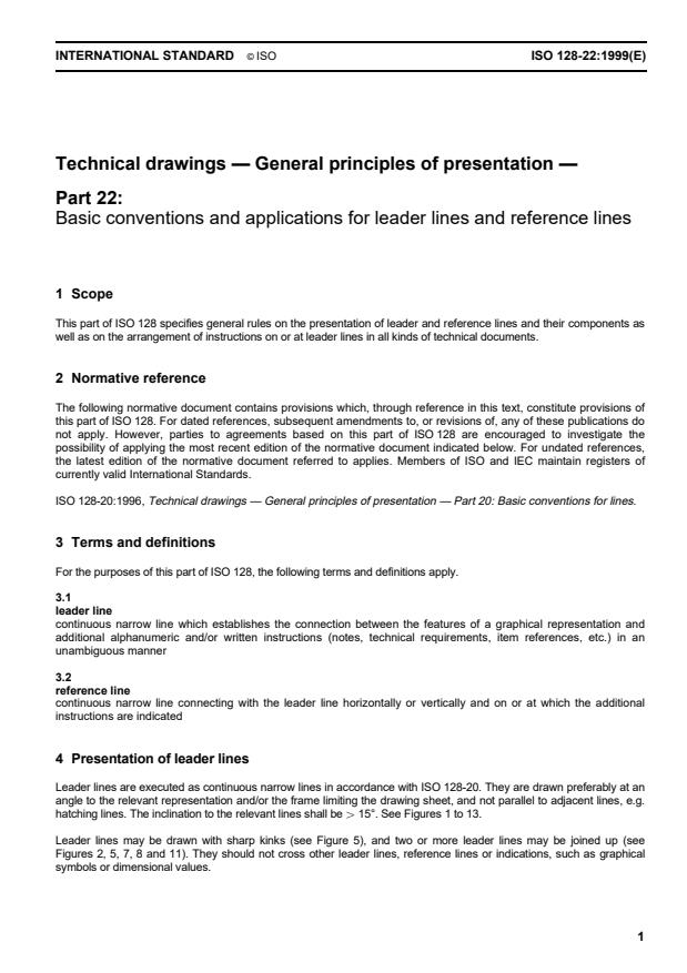 ISO 128-22:1999 - Technical drawings -- General principles of presentation