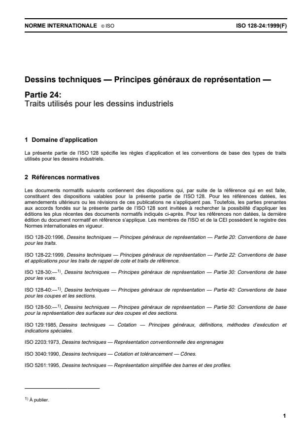 ISO 128-24:1999 - Dessins techniques -- Principes généraux de représentation