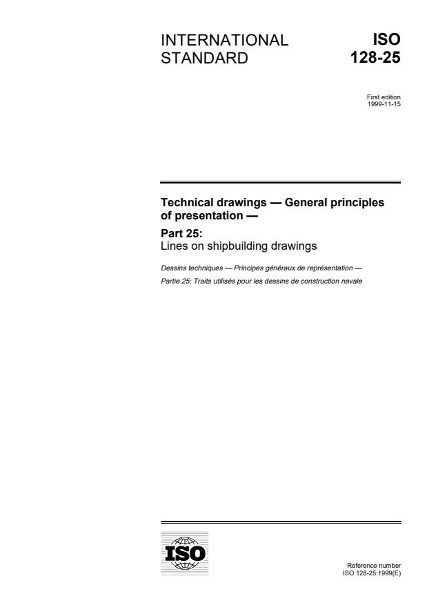 ISO 128-25:1999 - Technical drawings -- General principles of presentation