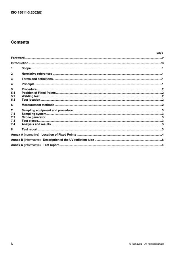 ISO 15011-3:2002 ISO 15011-3:2002 - Health and safety in welding and allied processes -- Laboratory method for sampling fume and gases generated by arc welding - Page 4 preview
