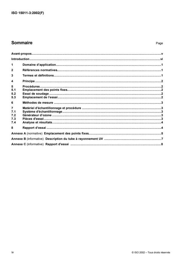 ISO 15011-3:2002 ISO 15011-3:2002 - Hygiene et sécurité en soudage et techniques connexes -- Méthode de laboratoire d'échantillonnage des fumées et des gaz émis par le soudage a l'arc - Page 4 preview