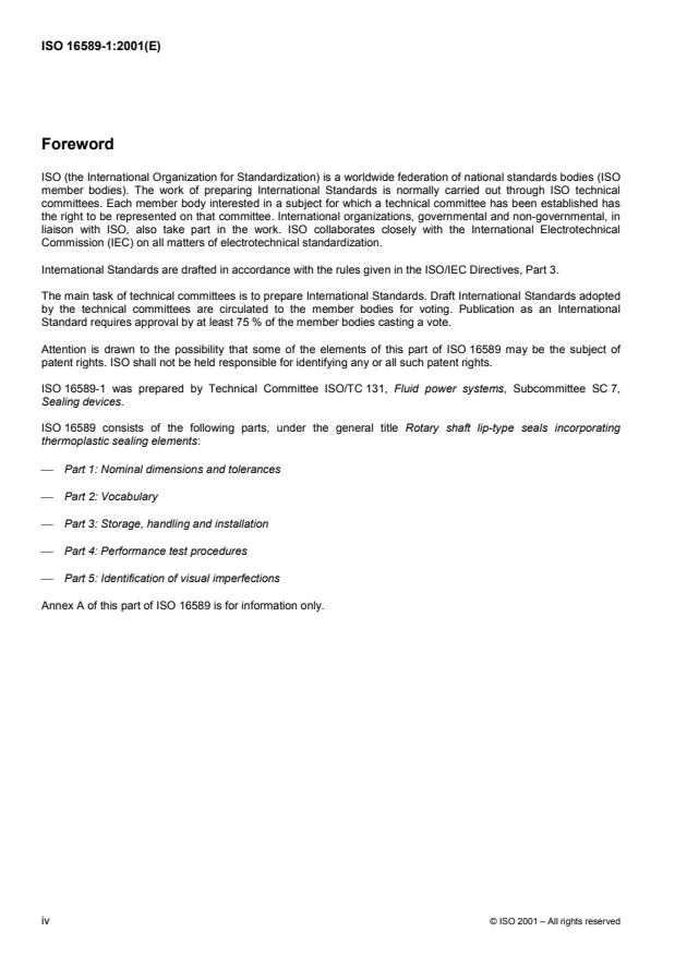ISO 16589-1:2001 ISO 16589-1:2001 - Rotary shaft lip-type seals incorporating thermoplastic sealing elements - Page 4 preview