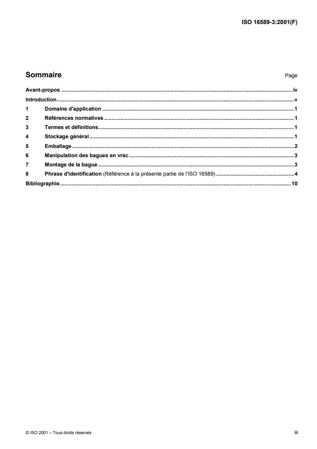 ISO 16589-3:2001 - Bagues d'étanchéité a levres pour arbres tournants incorporant des éléments d'étanchéité thermoplastiques