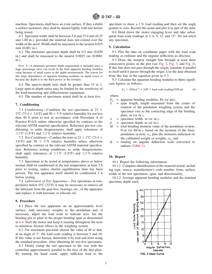 ASTM D747-02 - Standard Test Method for Apparent Bending Modulus of Plastics by Means of a Cantilever Beam