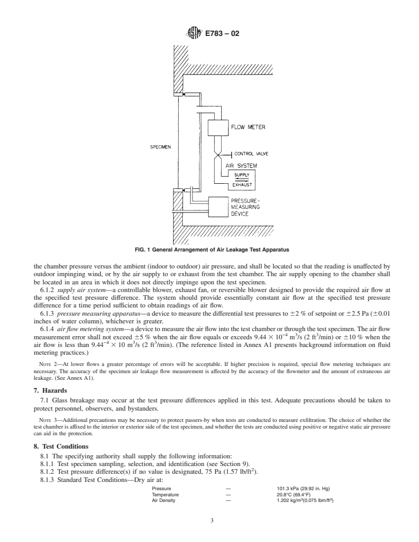 REDLINE ASTM E783-02 - Standard Test Method for Field Measurement of Air Leakage Through Installed Exterior Windows and Doors