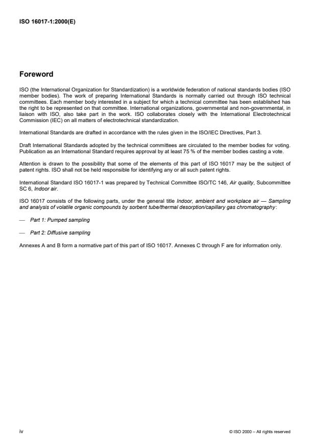 ISO 16017-1:2000 ISO 16017-1:2000 - Indoor, ambient and workplace air -- Sampling and analysis of volatile organic compounds by sorbent tube/thermal desorption/capillary gas chromatography - Page 4 preview