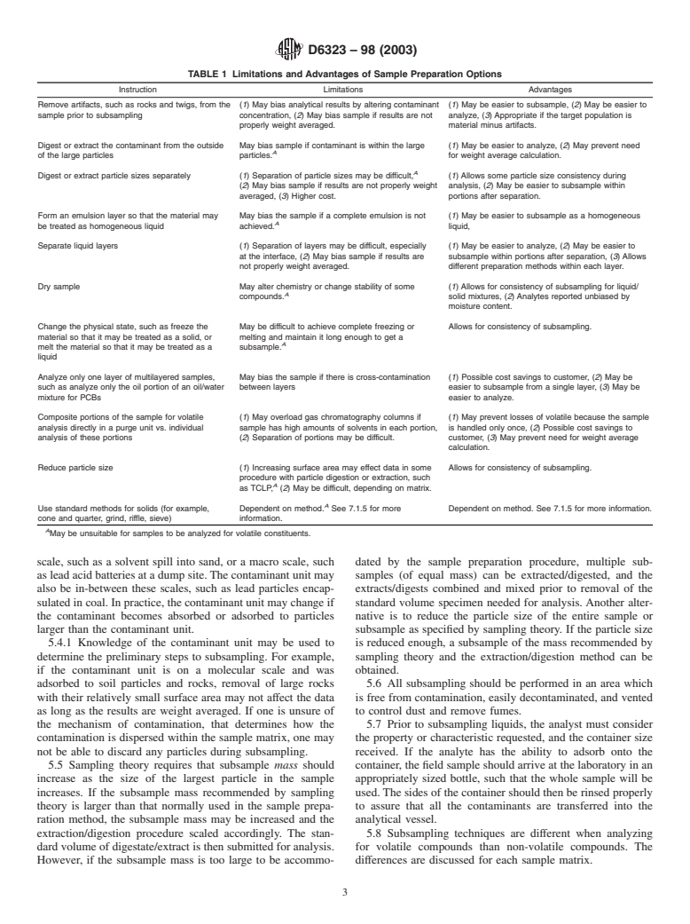 ASTM D6323-98(2003) - Standard Guide for Laboratory Subsampling of Media Related to Waste Management Activities (Withdrawn 2012)