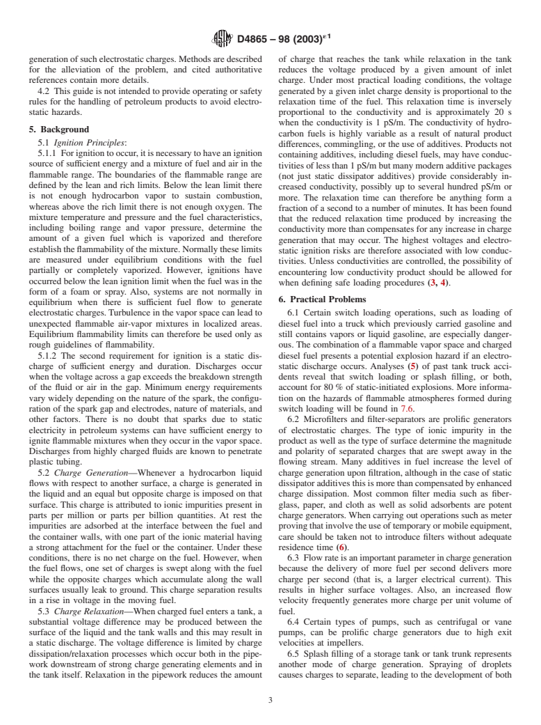 ASTM D4865-98(2003)e1 - Standard Guide for Generation and Dissipation of Static Electricity in Petroleum Fuel Systems