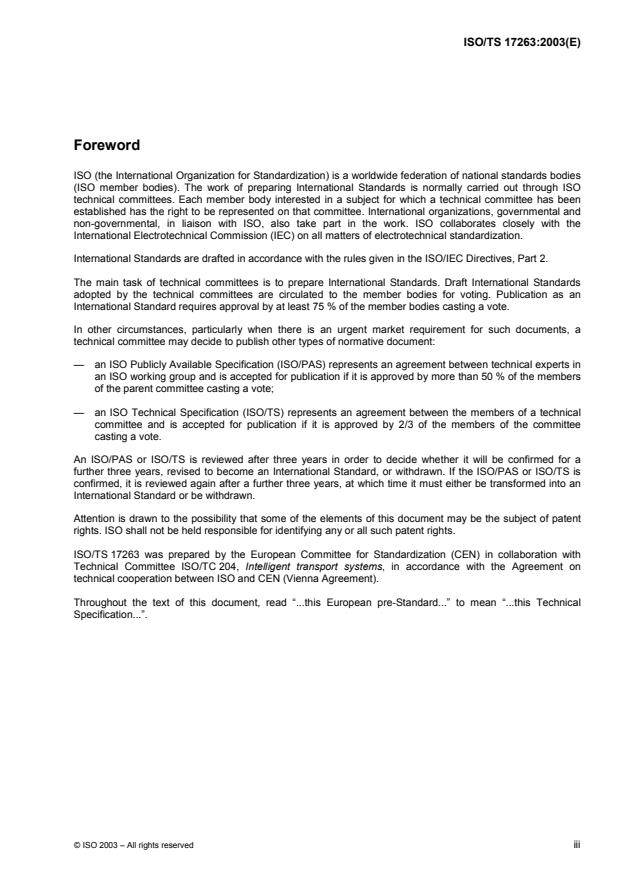 ISO/TS 17263:2003 - Automatic vehicle and equipment identification -- Intermodal goods transport -- System parameters