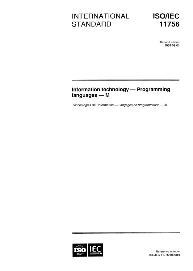 ISO/IEC 11756:1999 - Information technology -- Programming languages -- M