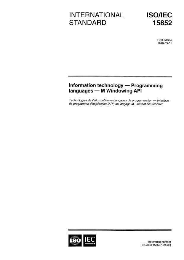 ISO/IEC 15852:1999 - Information technology -- Programming languages -- M Windowing API